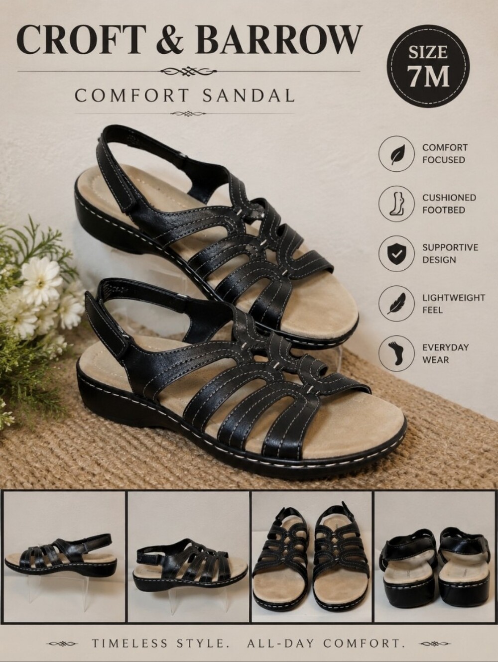 CROFT & BARROW Comfort Sandal 7M